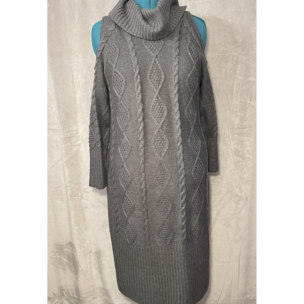 Studio One New York Chunky Cable Knit Dress Long Sleeve Gray Women's Plus Sz 0x